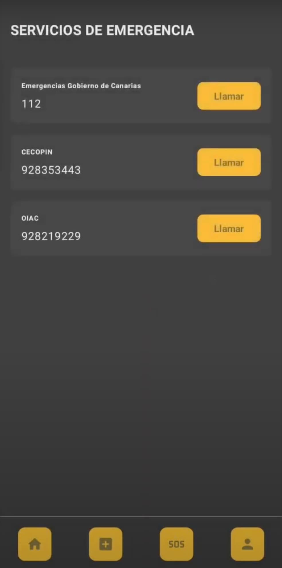 Contact screen in CampingApp.