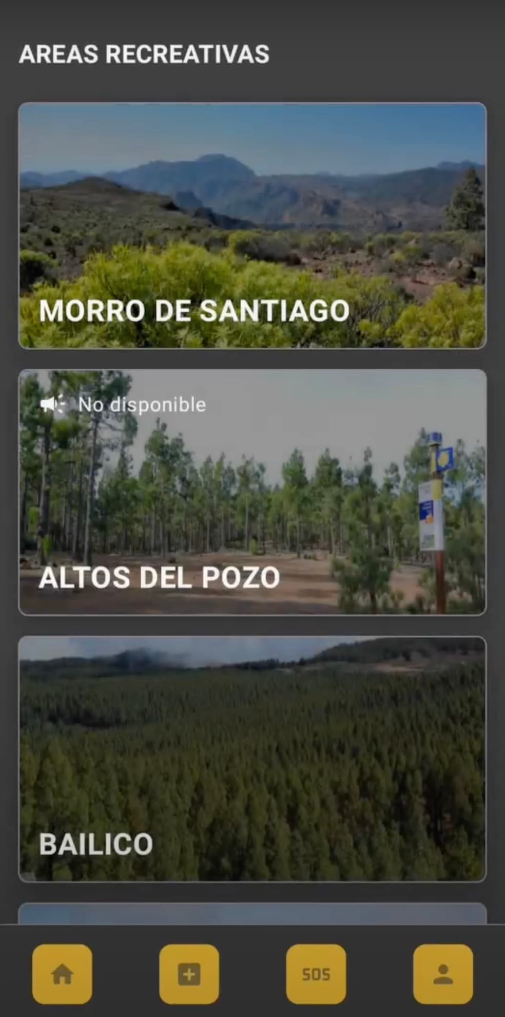 Home screen in CampingApp.
