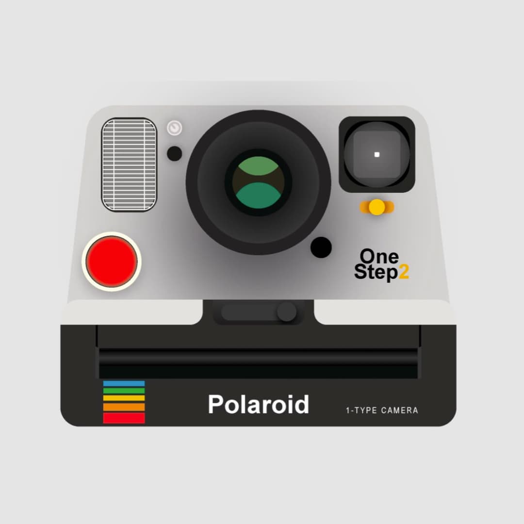 Vector drawing of a Polaroid camera.